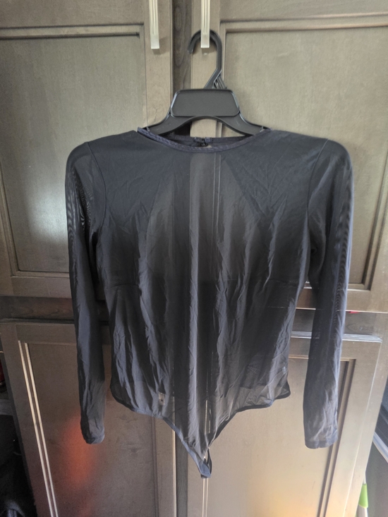 Auden Tops - Auden Black Long-Sleeve Sheer Bodysuit